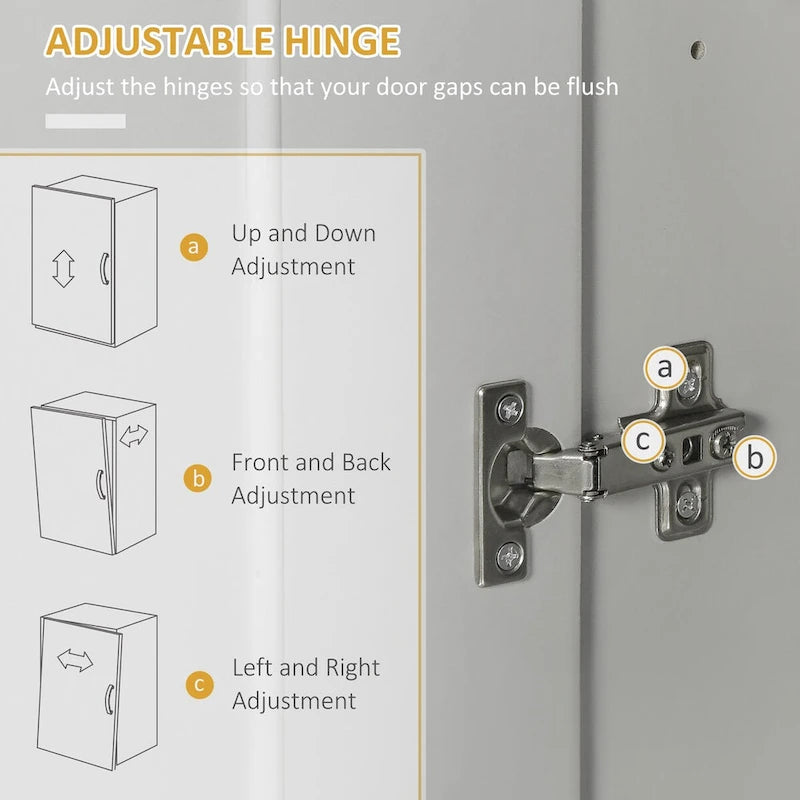 Armoire de cuisine haute avec 2 portes, tiroir et étagères réglables – Taupe, Panneau de particules, Anti-basculement, 183 cm de hauteur