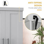 Armoire de cuisine haute avec 2 portes, tiroir et étagères réglables – Taupe, Panneau de particules, Anti-basculement, 183 cm de hauteur