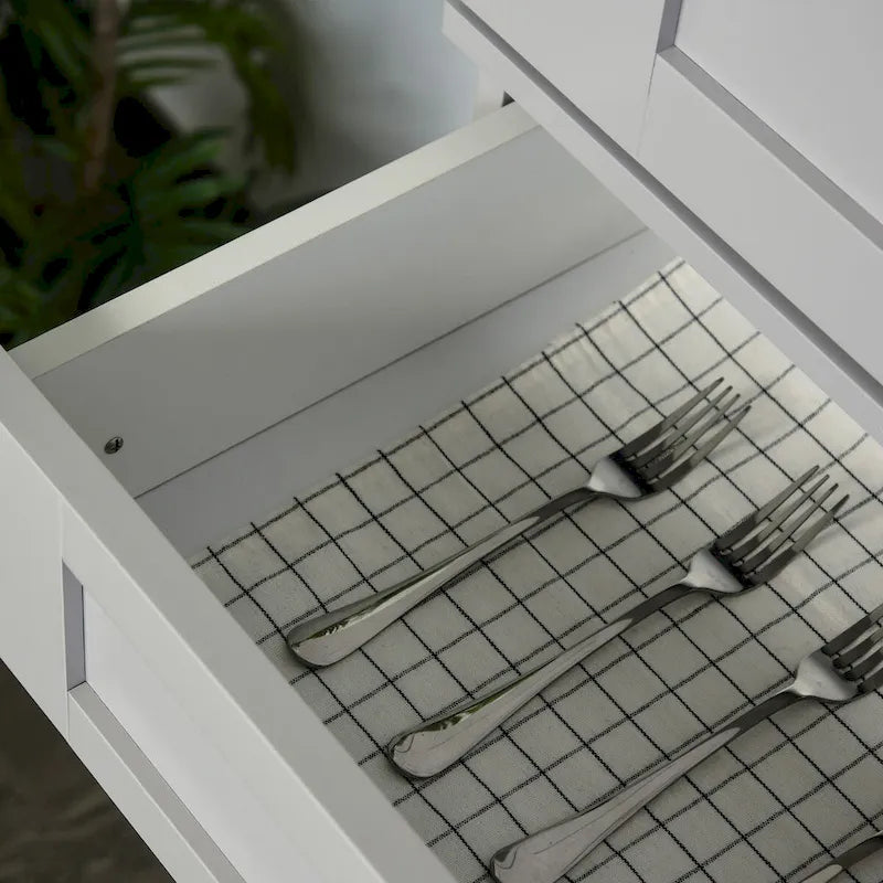 Armoire de cuisine haute avec 2 portes, tiroir et étagères réglables – Taupe, Panneau de particules, Anti-basculement, 183 cm de hauteur