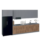 Ensemble de Meubles de Cuisine Modulaires avec Portes à Fermeture Douce et Tiroirs Coulissants – Noir / Blanc / Argent / Beige, Panneaux de Particules