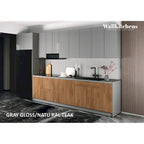 Ensemble de Meubles de Cuisine Modulaires avec Portes à Fermeture Douce et Tiroirs Coulissants – Noir / Blanc / Argent / Beige, Panneaux de Particules