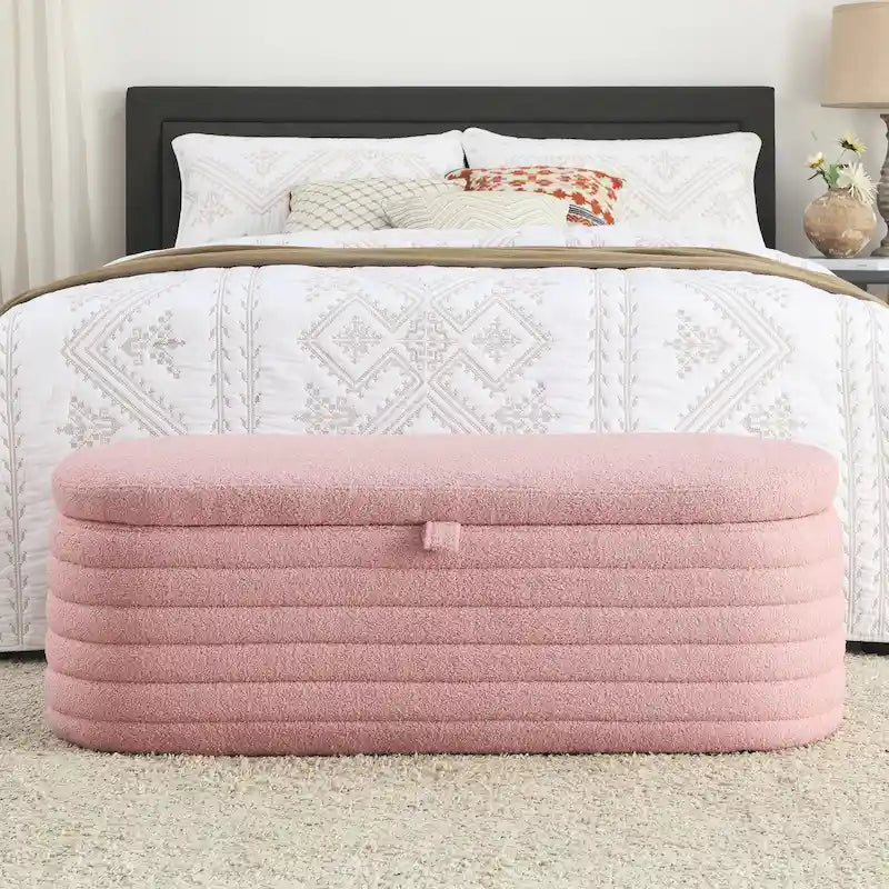 Banc ottoman de rangement capitonné – Noir / Ivoire / Vert / Gris / Rose / Orange, 1 place