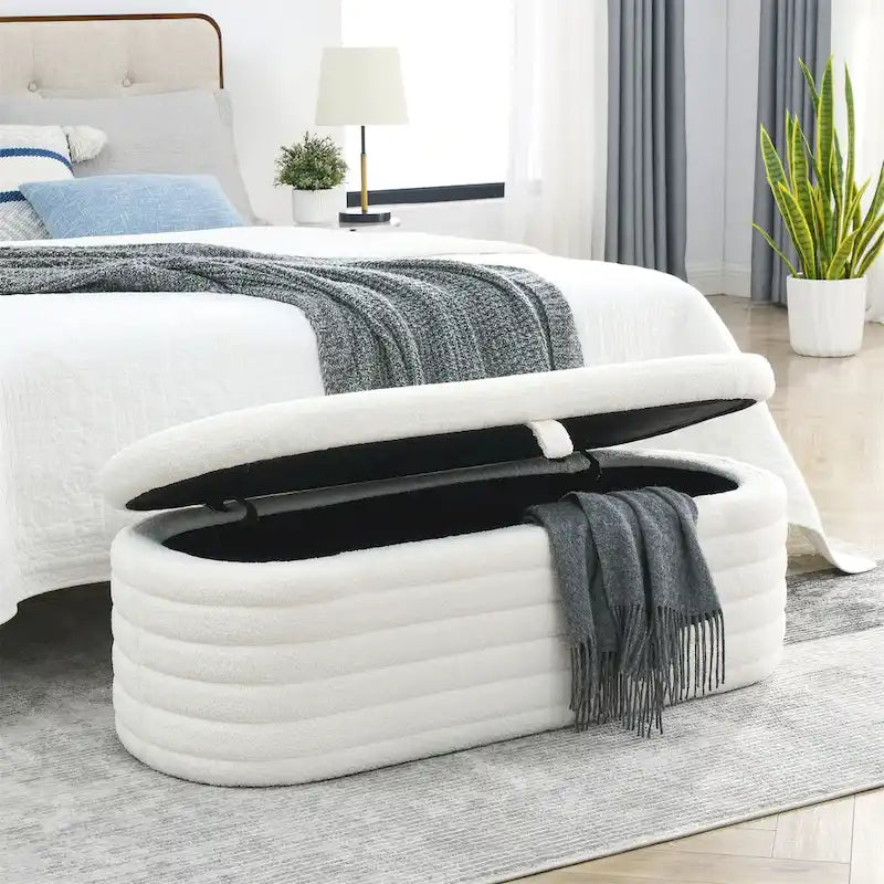 Banc ottoman de rangement capitonné – Noir / Ivoire / Vert / Gris / Rose / Orange, 1 place