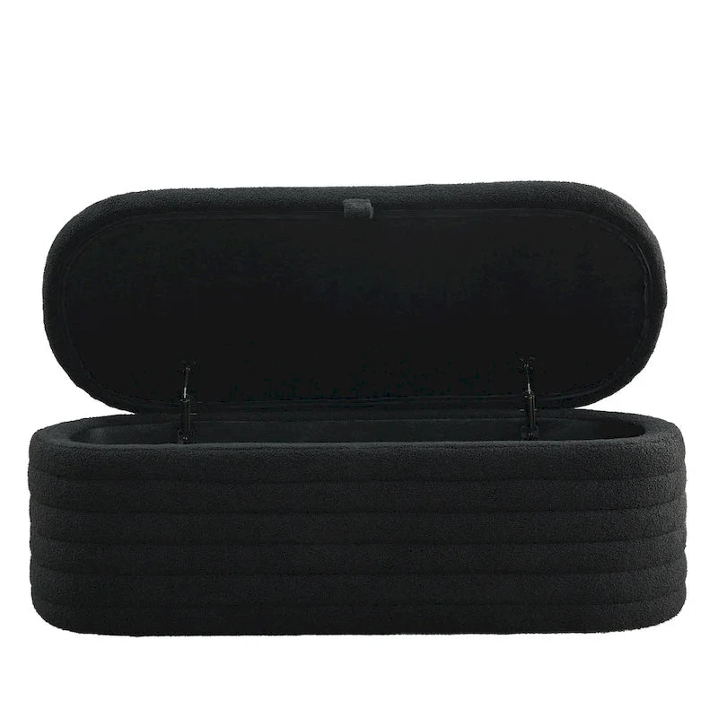 Banc ottoman de rangement capitonné – Noir / Ivoire / Vert / Gris / Rose / Orange, 1 place