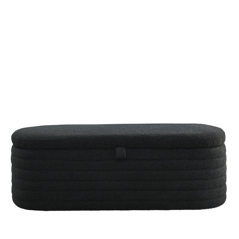 Banc ottoman de rangement capitonné – Noir / Ivoire / Vert / Gris / Rose / Orange, 1 place