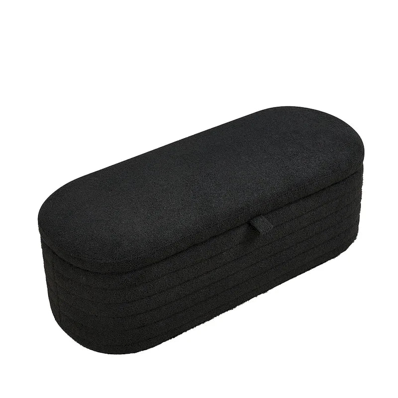 Banc ottoman de rangement capitonné – Noir / Ivoire / Vert / Gris / Rose / Orange, 1 place