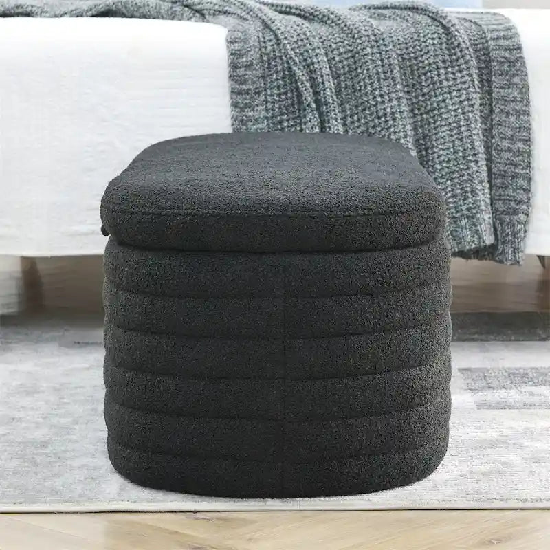 Banc ottoman de rangement capitonné – Noir / Ivoire / Vert / Gris / Rose / Orange, 1 place