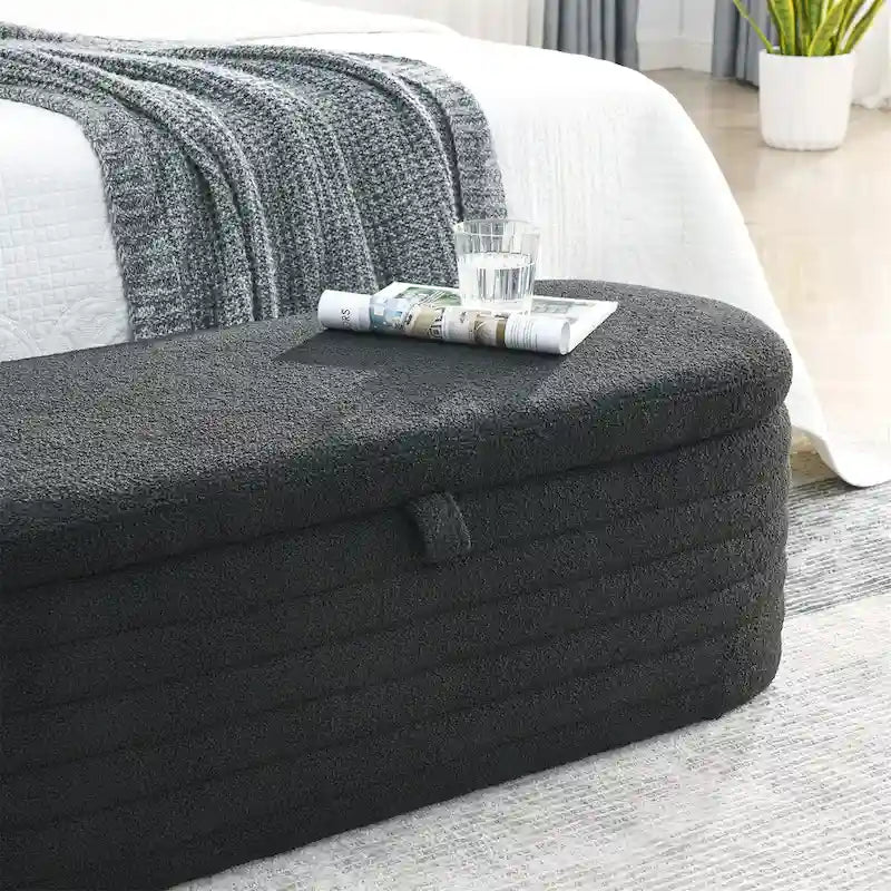 Banc ottoman de rangement capitonné – Noir / Ivoire / Vert / Gris / Rose / Orange, 1 place