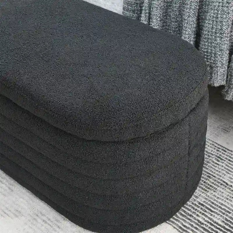 Banc ottoman de rangement capitonné – Noir / Ivoire / Vert / Gris / Rose / Orange, 1 place