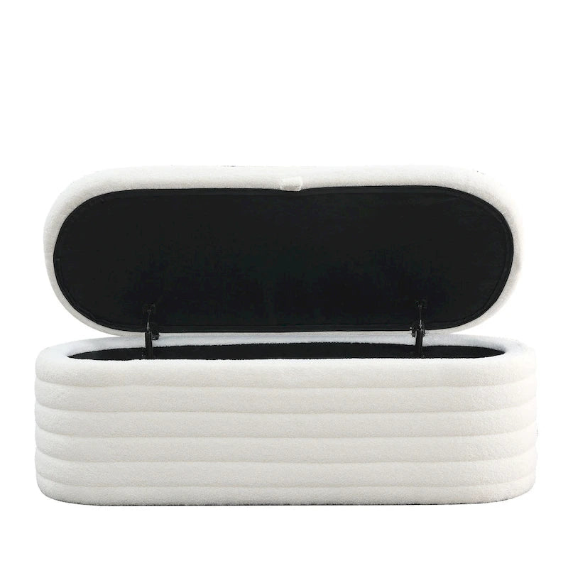 Banc ottoman de rangement capitonné – Noir / Ivoire / Vert / Gris / Rose / Orange, 1 place