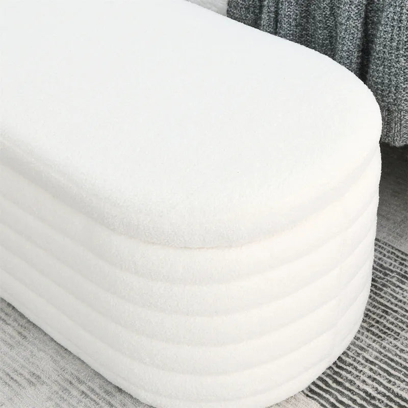 Banc ottoman de rangement capitonné – Noir / Ivoire / Vert / Gris / Rose / Orange, 1 place