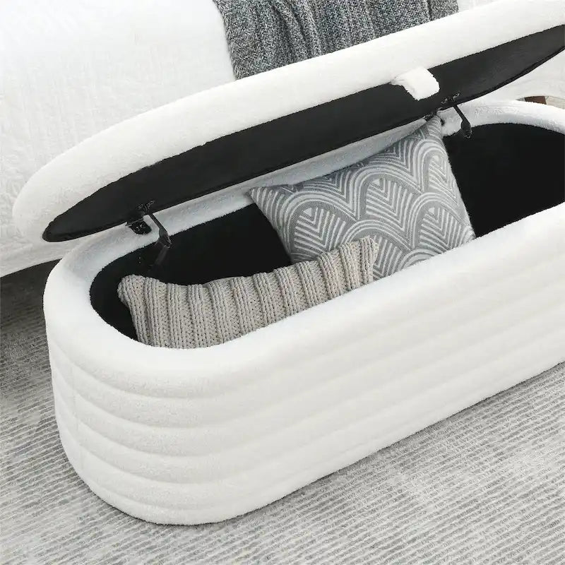 Banc ottoman de rangement capitonné – Noir / Ivoire / Vert / Gris / Rose / Orange, 1 place