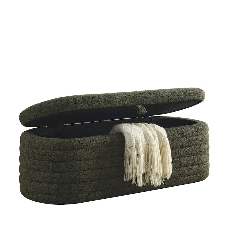 Banc ottoman de rangement capitonné – Noir / Ivoire / Vert / Gris / Rose / Orange, 1 place