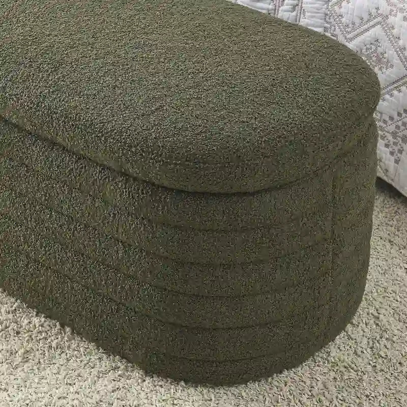Banc ottoman de rangement capitonné – Noir / Ivoire / Vert / Gris / Rose / Orange, 1 place