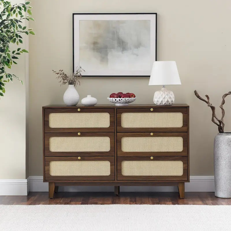 Commode de chambre à coucher à tiroirs, commode antique en bois, meuble TV pour chambre à coucher, salon, couloir, commode de rangement, armoire à six tiroirs