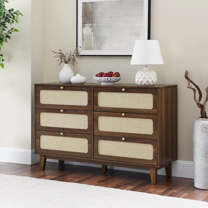 Commode de chambre à coucher à tiroirs, commode antique en bois, meuble TV pour chambre à coucher, salon, couloir, commode de rangement, armoire à six tiroirs