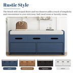 Banc de rangement avec 2 tiroirs, compartiment caché et coussin amovible – Blanc / Bleu Marine / Espresso / Bois Naturel, MDF et Acacia, 1 place