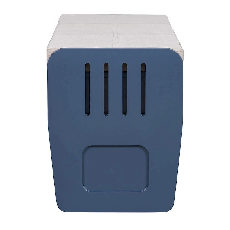 Banc de rangement avec 2 tiroirs, compartiment caché et coussin amovible – Blanc / Bleu Marine / Espresso / Bois Naturel, MDF et Acacia, 1 place