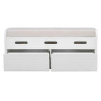 Banc de rangement avec 2 tiroirs, compartiment caché et coussin amovible – Blanc / Bleu Marine / Espresso / Bois Naturel, MDF et Acacia, 1 place
