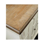 Meuble d'appoint 4 portes avec panneaux surélevés et 2 étagères réglables – Blanc antique et marron, style campagnard