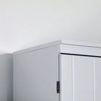 Grand Meuble de Rangement de Cuisine avec 4 Portes et 6 Étagères – Gris / Blanc, Poignées Noires, Anti-Basculement, 176,5 cm de Haut