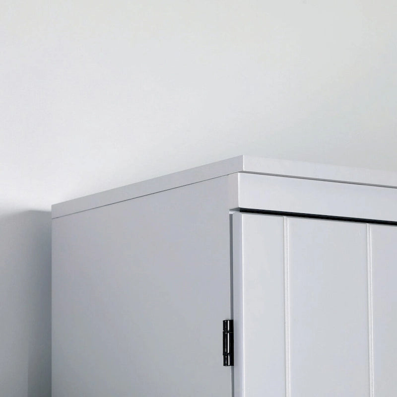 Grand Meuble de Rangement de Cuisine avec 4 Portes et 6 Étagères – Gris / Blanc, Poignées Noires, Anti-Basculement, 176,5 cm de Haut
