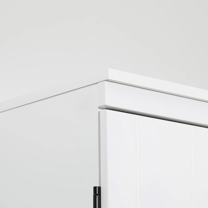 Grand Meuble de Rangement de Cuisine avec 4 Portes et 6 Étagères – Gris / Blanc, Poignées Noires, Anti-Basculement, 176,5 cm de Haut