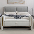 Banc de rangement en velours avec garniture en métal doré – Ivoire, 1 place