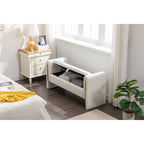 Banc de rangement en velours avec garniture en métal doré – Ivoire, 1 place