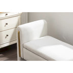 Banc de rangement en velours avec garniture en métal doré – Ivoire, 1 place