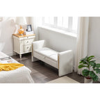 Banc de rangement en velours avec garniture en métal doré – Ivoire, 1 place