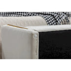Banc de rangement en velours avec garniture en métal doré – Ivoire, 1 place