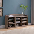 Meuble à chaussures en bois à 9 niveaux – Taupe, peut contenir 18 paires, style entrée