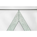 Armoire de rangement 2 portes avec miroir et motif diamant – Argent / Gris, MDF, poignées en cristal