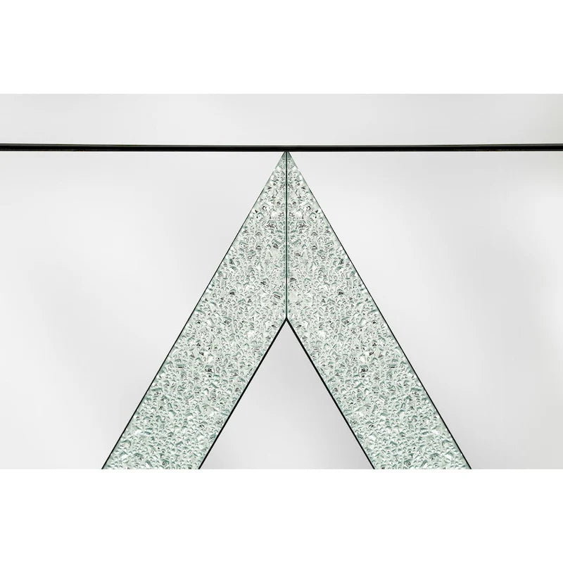 Armoire de rangement 2 portes avec miroir et motif diamant – Argent / Gris, MDF, poignées en cristal