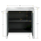 Armoire de rangement 2 portes avec miroir et motif diamant – Argent / Gris, MDF, poignées en cristal