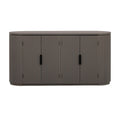 Buffet d'appoint à portes à rayures verticales – Marron, MDF, étagères réglables