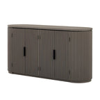 Buffet d'appoint à portes à rayures verticales – Marron, MDF, étagères réglables