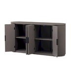 Buffet d'appoint à portes à rayures verticales – Marron, MDF, étagères réglables