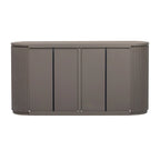 Buffet d'appoint à portes à rayures verticales – Marron, MDF, étagères réglables