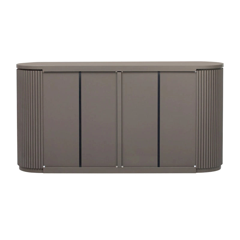 Buffet d'appoint à portes à rayures verticales – Marron, MDF, étagères réglables