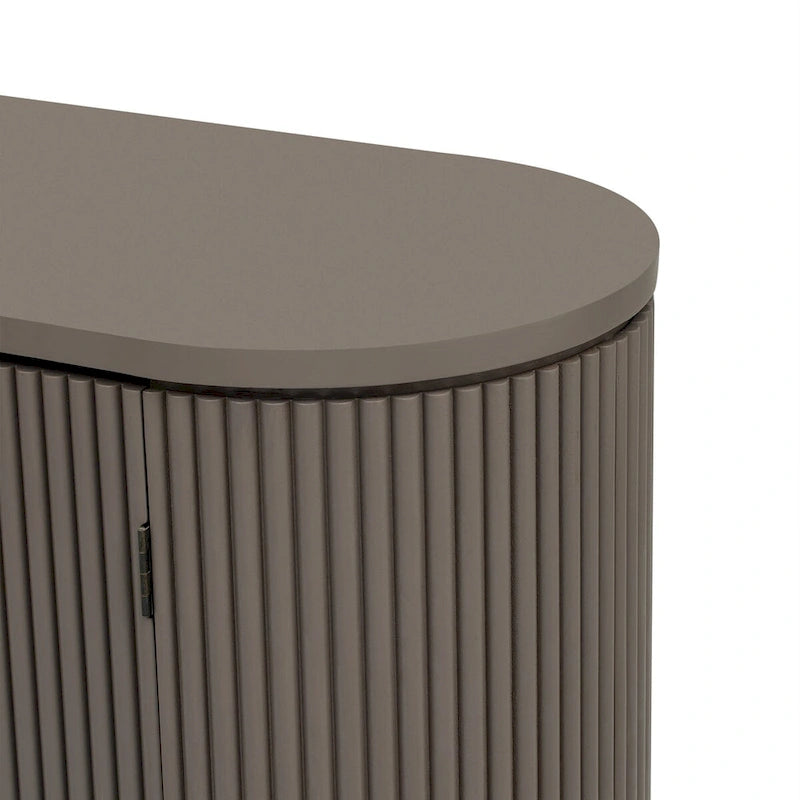 Buffet d'appoint à portes à rayures verticales – Marron, MDF, étagères réglables