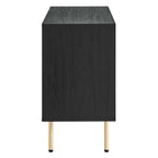 Meuble d'appoint en rotin – Noir/Chêne, Grain de bois, Pieds réglables