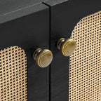 Meuble d'appoint en rotin – Noir/Chêne, Grain de bois, Pieds réglables