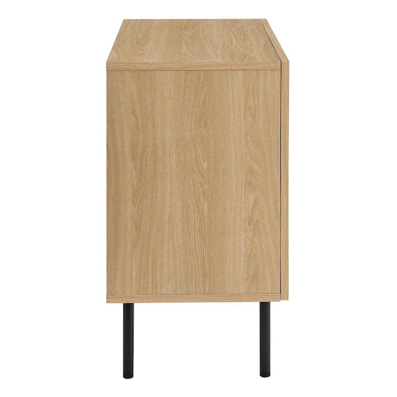 Meuble d'appoint en rotin – Noir/Chêne, Grain de bois, Pieds réglables