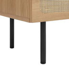 Meuble d'appoint en rotin – Noir/Chêne, Grain de bois, Pieds réglables
