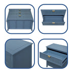 Commode à 3 tiroirs avec finition grain de bois et patins antidérapants – Bleu, MDF, Coulisses pré-installées