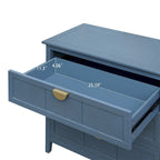 Commode à 3 tiroirs avec finition grain de bois et patins antidérapants – Bleu, MDF, Coulisses pré-installées