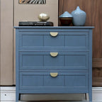 Commode à 3 tiroirs avec finition grain de bois et patins antidérapants – Bleu, MDF, Coulisses pré-installées