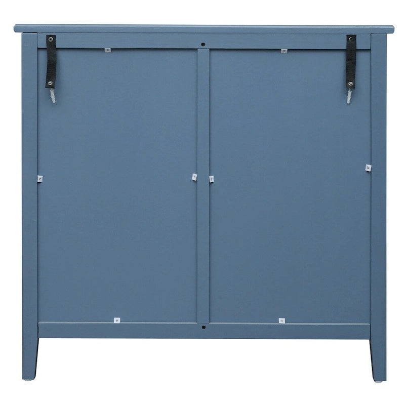 Commode à 3 tiroirs avec finition grain de bois et patins antidérapants – Bleu, MDF, Coulisses pré-installées